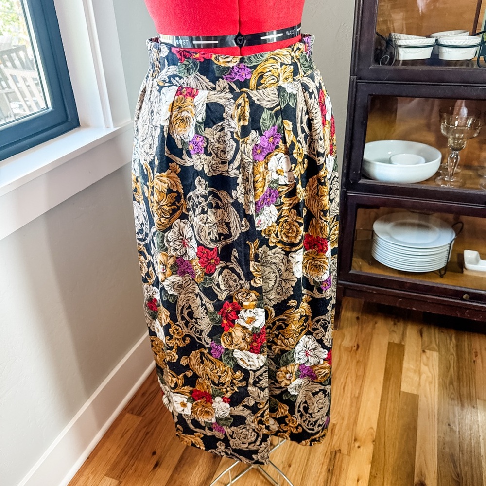 Vintage Norton McNaughton Baroque Floral Midi Skirt Size 16